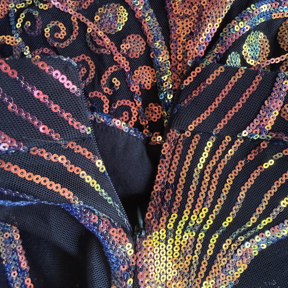 Sequin Butterfly Bodysuit Womens 2X Black Long Sleeve Sheer Rave Festival Plus - Picture 4 of 10